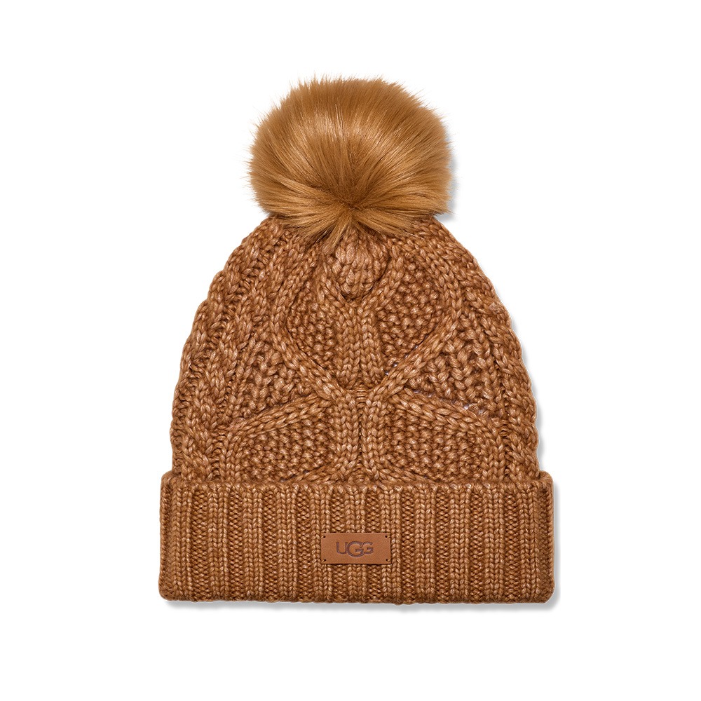 Cable Beanie With Pom-毛帽