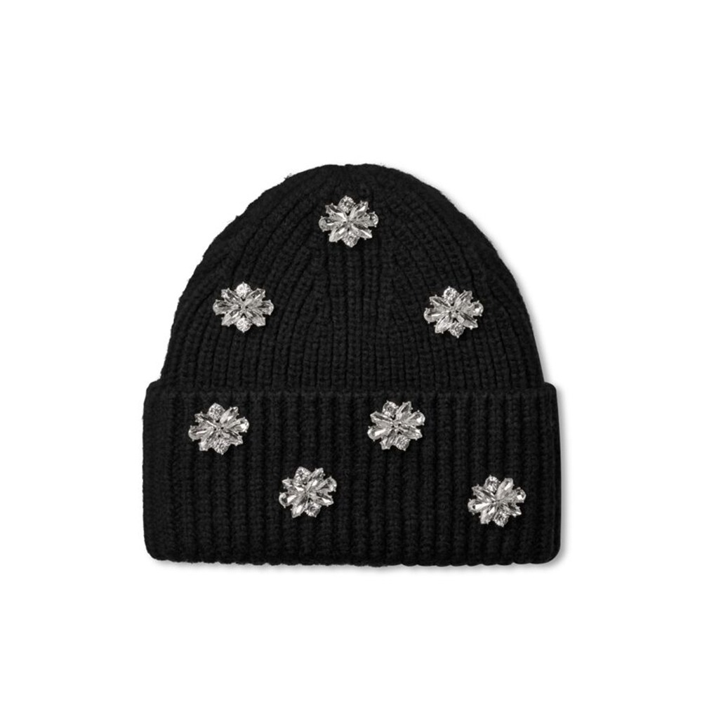 Embellished Knit Cuff Beanie-毛帽