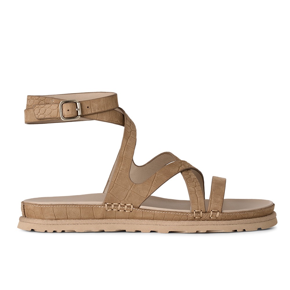 GoldenGaze Embossed Ankle Wrap-涼鞋